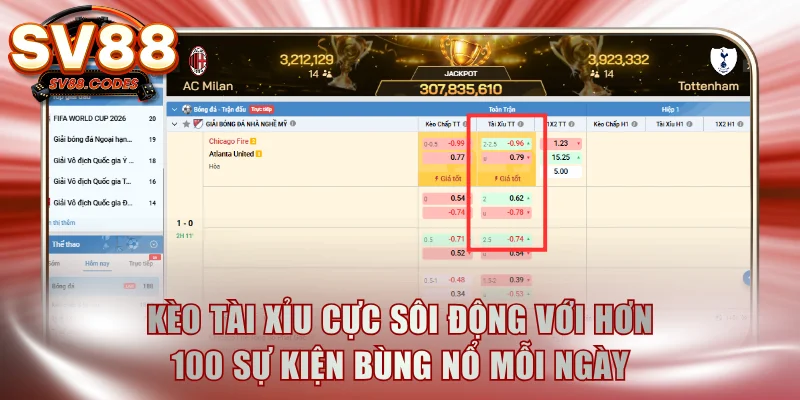 Kèo Tài Xỉu cực sôi động với hơn 100 sự kiện bùng nổ mỗi ngày